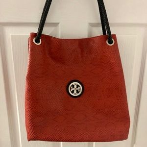 Tory Burch Snakeskin Orange Shoulder Bag